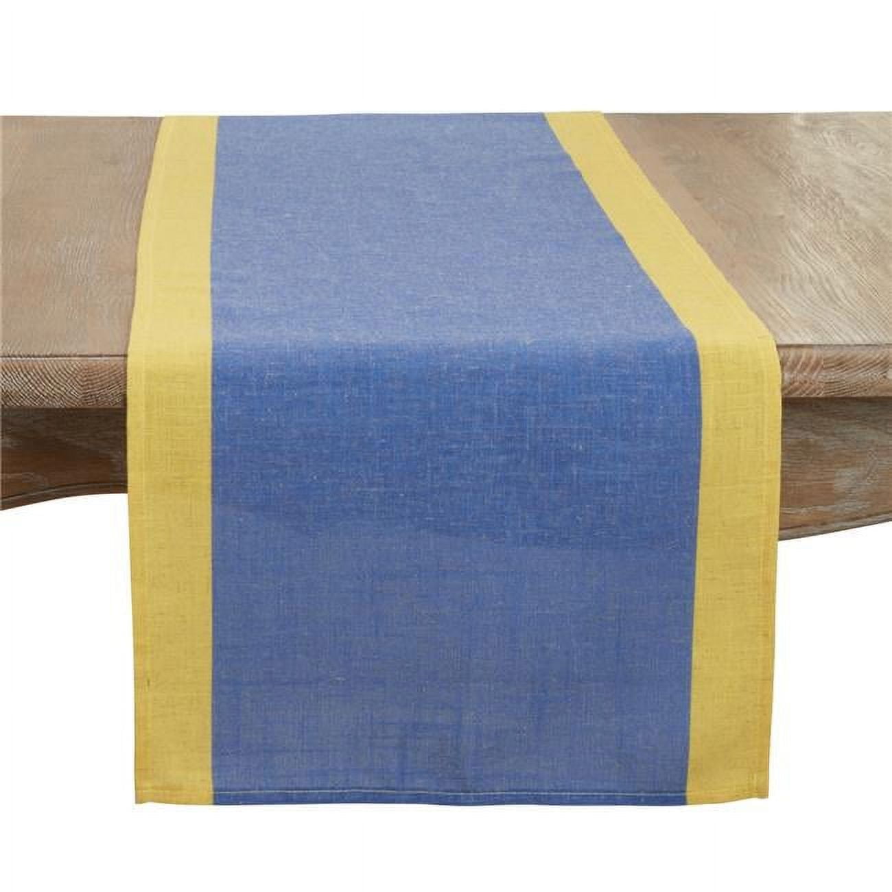 Blue and Yellow Polyester Color Block Table Runner