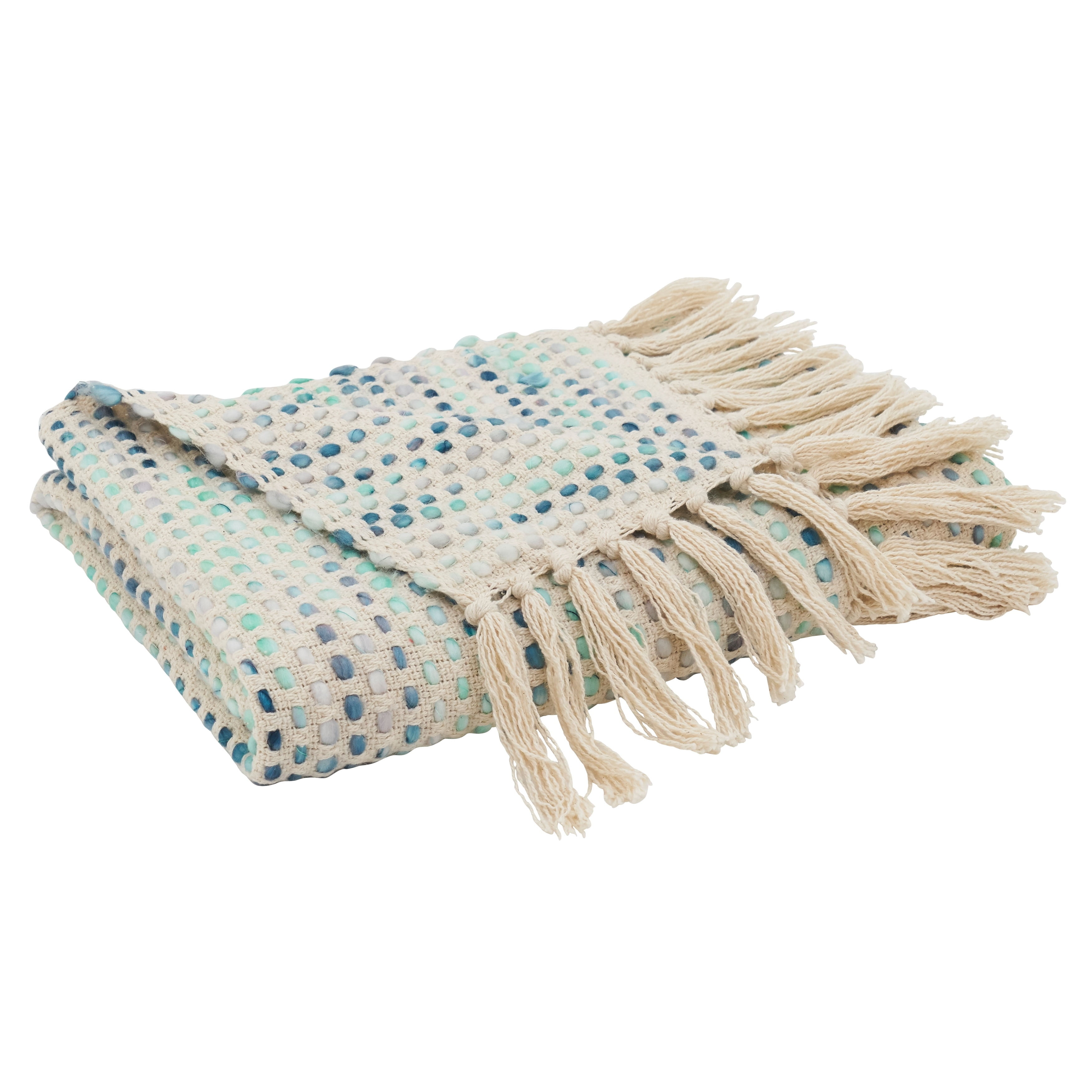 Confetti Design Gray and Blue Woven Throw Blanket