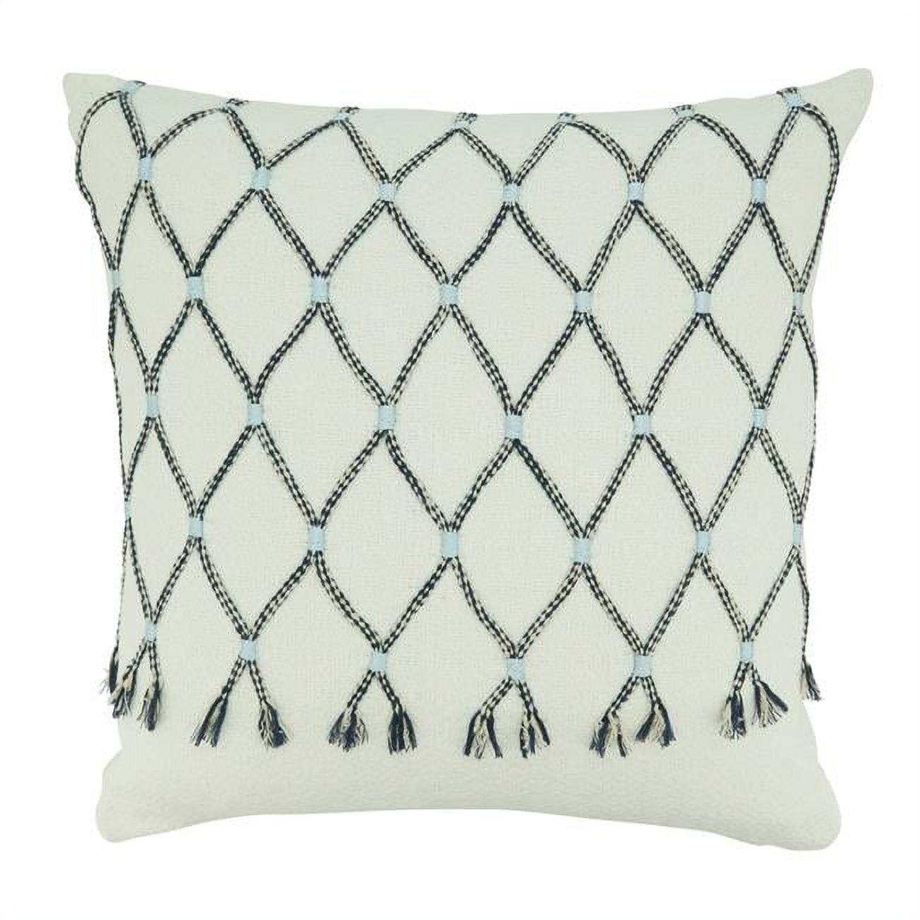 Euro Cotton Cord Appliqué Design Throw Pillow Cover