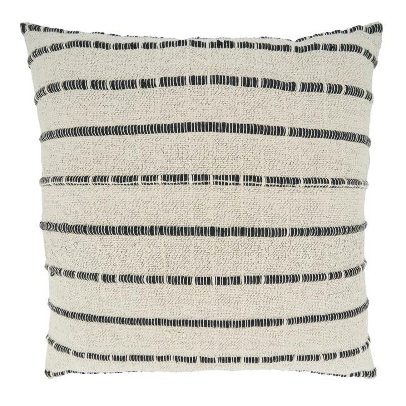 Saro Chic Corded Ivory & Black Cotton Throw Pillow Cover