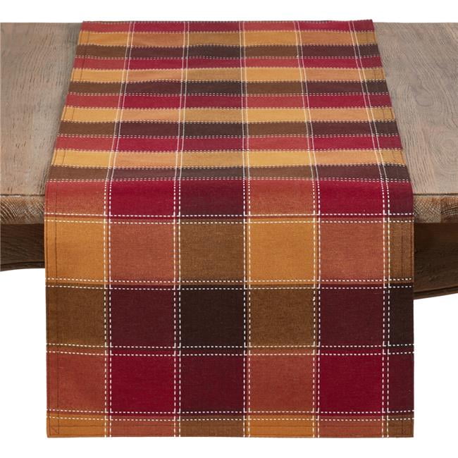 Multi-Color Plaid Cotton and Polyester Table Runner