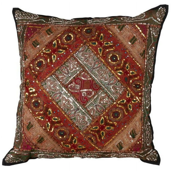 Saro Lifestyle Cotton Handmade Sari "Sitara" Down Filled Throw Pillow