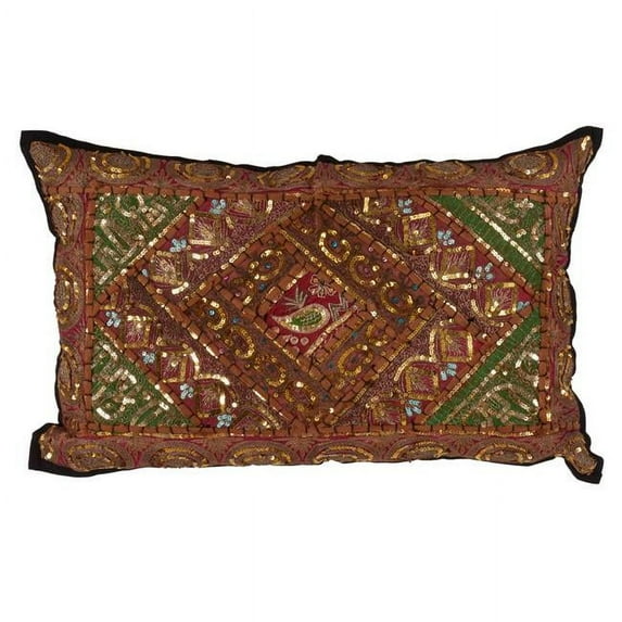 Saro Lifestyle Cotton Handmade Sari "Sitara" Down Filled Throw Pillow