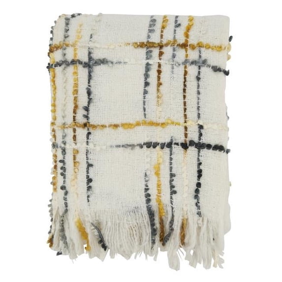 Saro Lifestyle Cozy Crosshatch Knit Fringed Throw