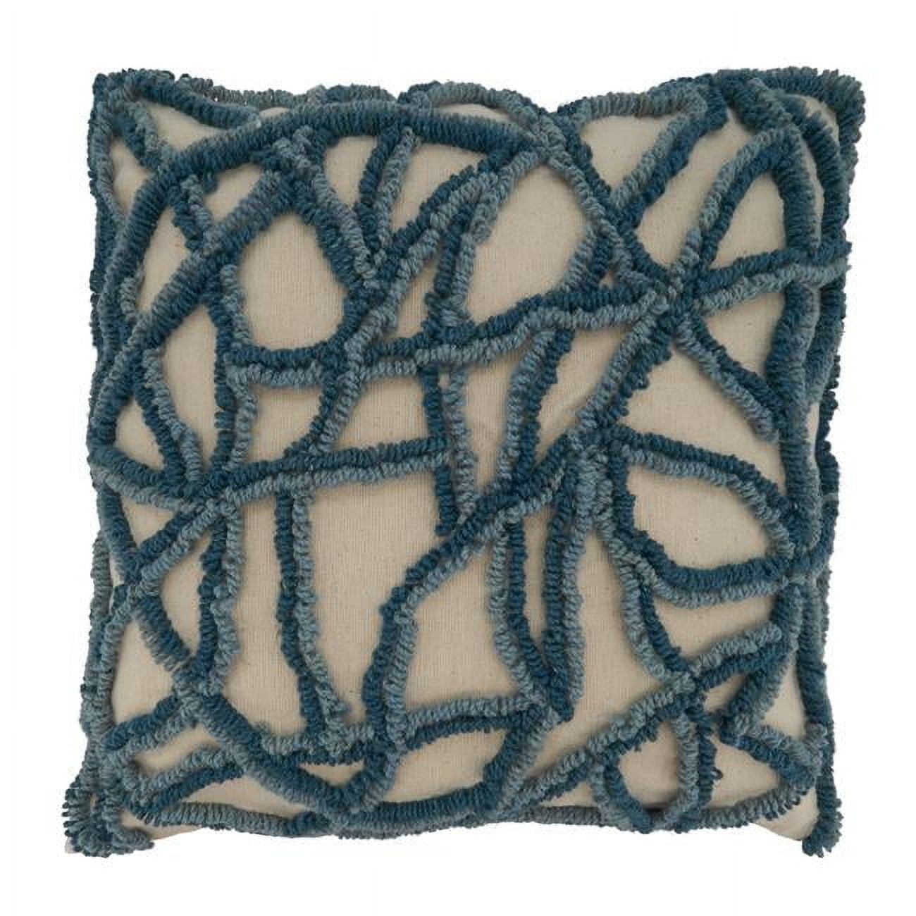 23" Blue Embroidered Cotton Square Throw Pillow