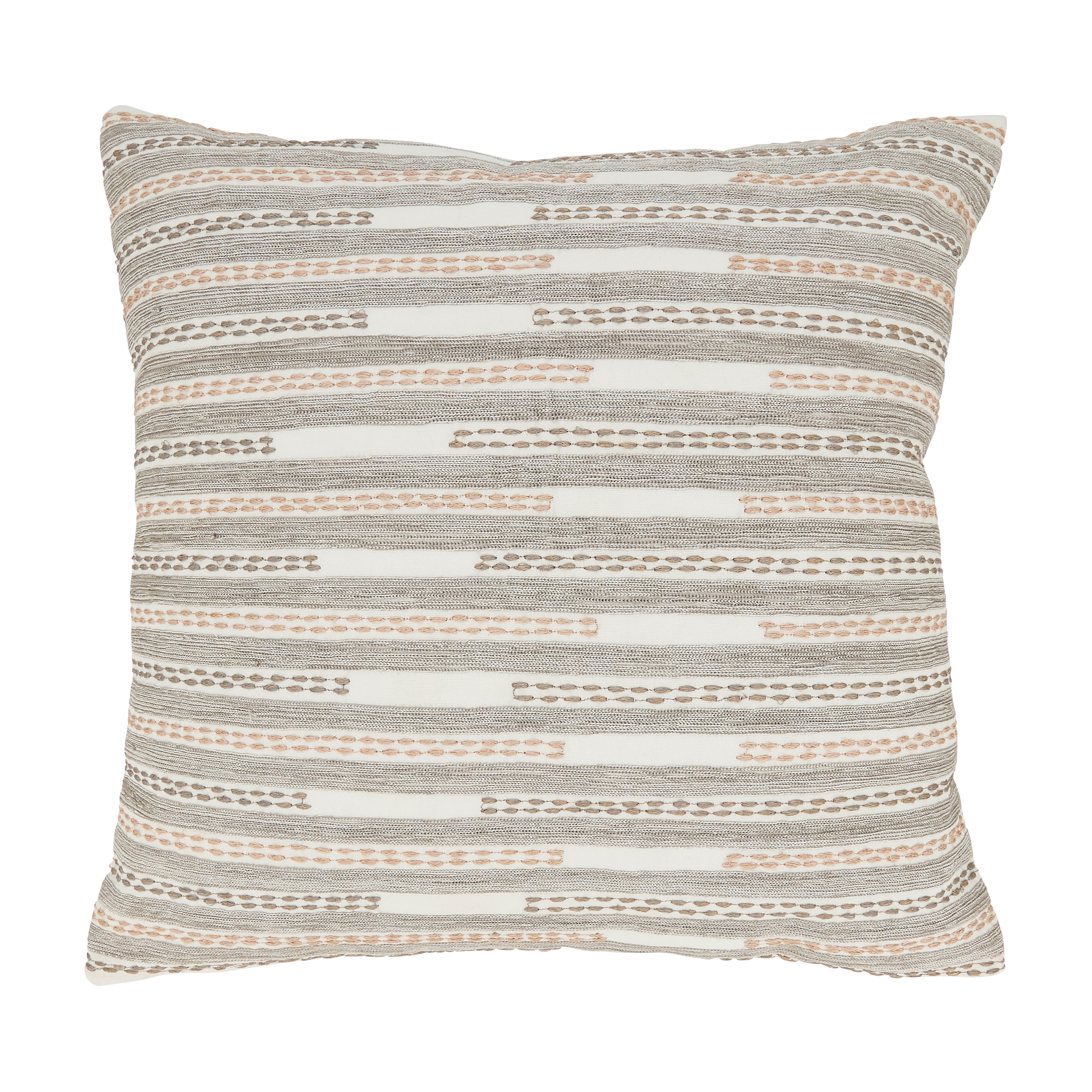 Ivory and Beige Stitched Stripe Cotton Euro Pillow Cover
