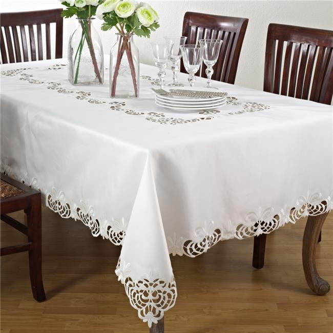 Ivory Cutwork Lace Fall Tablecloth, 70" x 104"