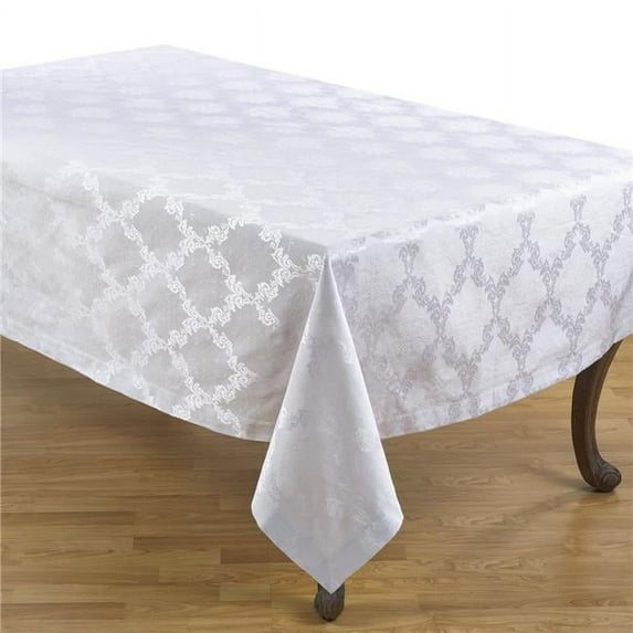 Saro Lifestyle DM888.W67120B 67 x 120 in. Rectangle Damask Simply Luxurious Tablecloth, White