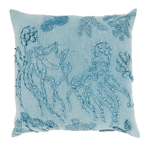 Saro Lifestyle Deep Sea Dreams Stonewashed Octopus Poly Filled Throw Pillow