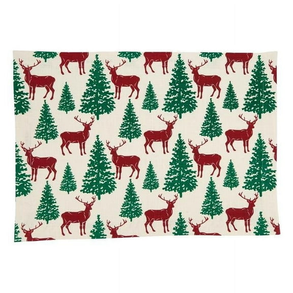Saro Lifestyle Deer and Christmas Trees Design Placemat (Set of 4)