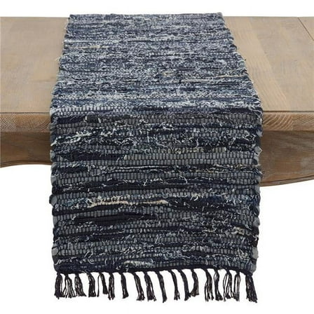 Saro Lifestyle Denim Chindi Table Runner