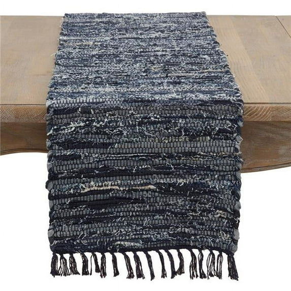 Saro Lifestyle Denim Chindi Table Runner
