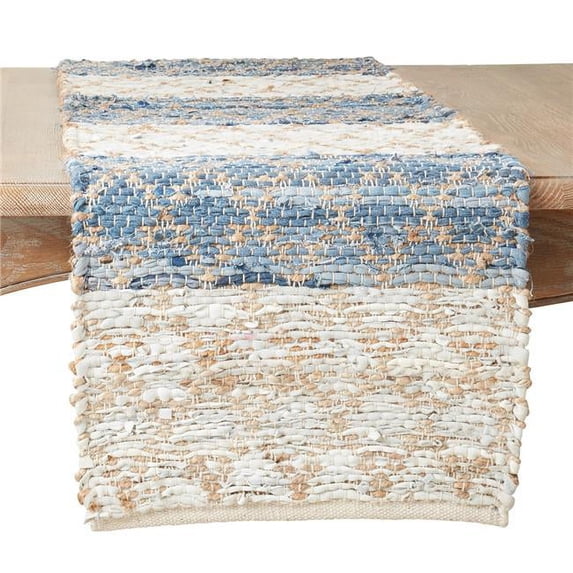 Saro Lifestyle Diamond Stripe Chindi Table Runner