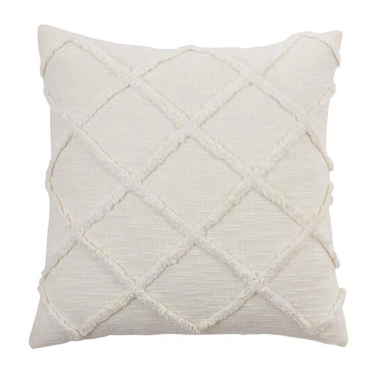Ivory Diamond Tufted Cotton Throw Pillow