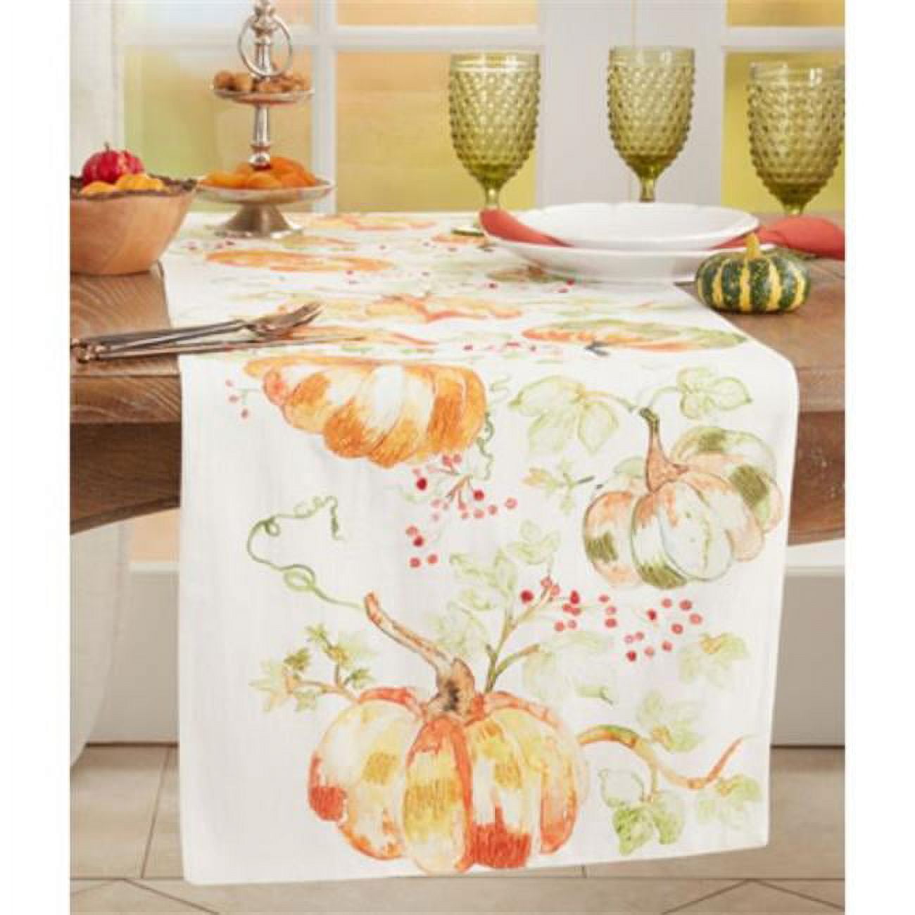 Fall Cotton Pumpkin Design Table Runner, 22" x 18"