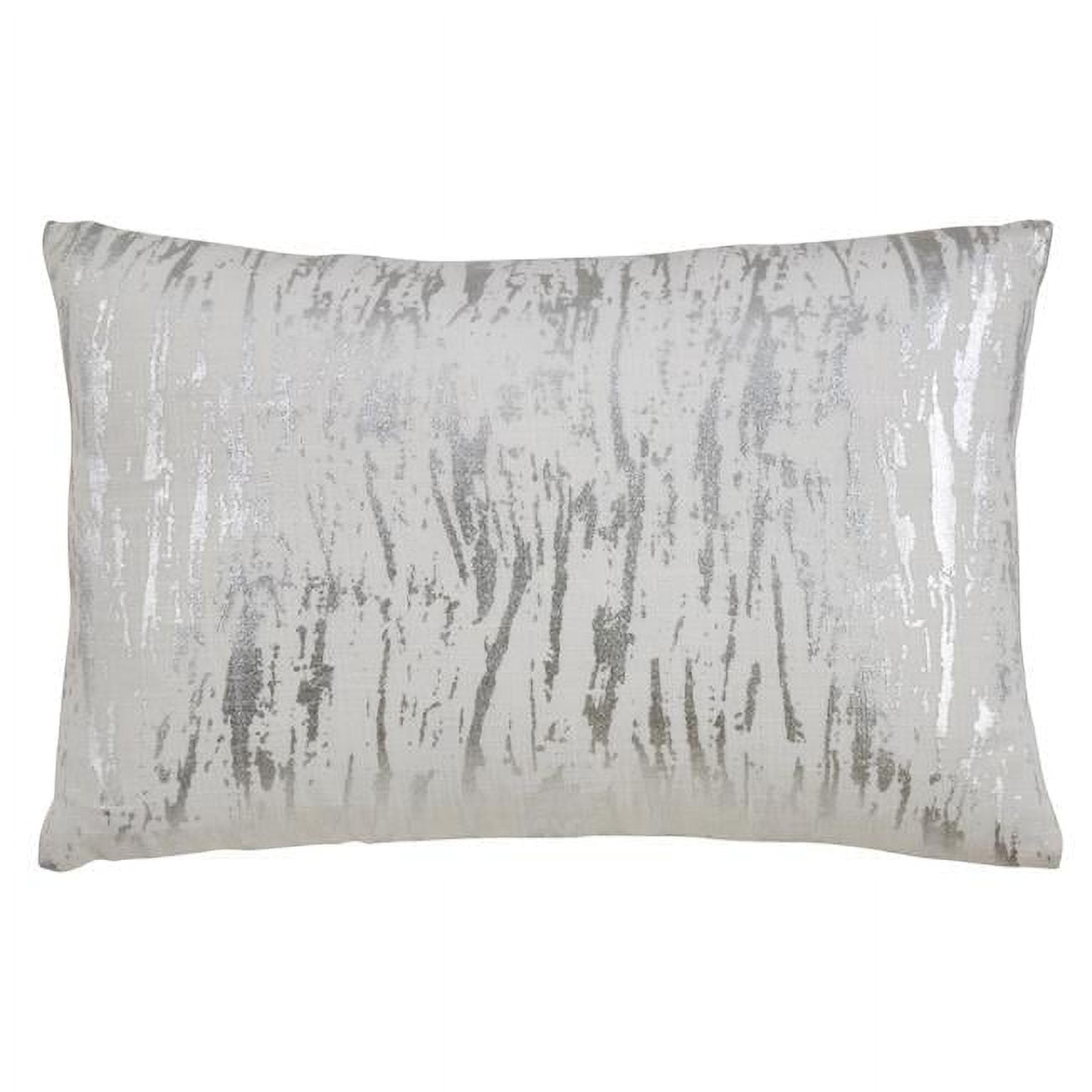 Silver and Gold Distressed Foil Print Cotton Lumbar Pillow