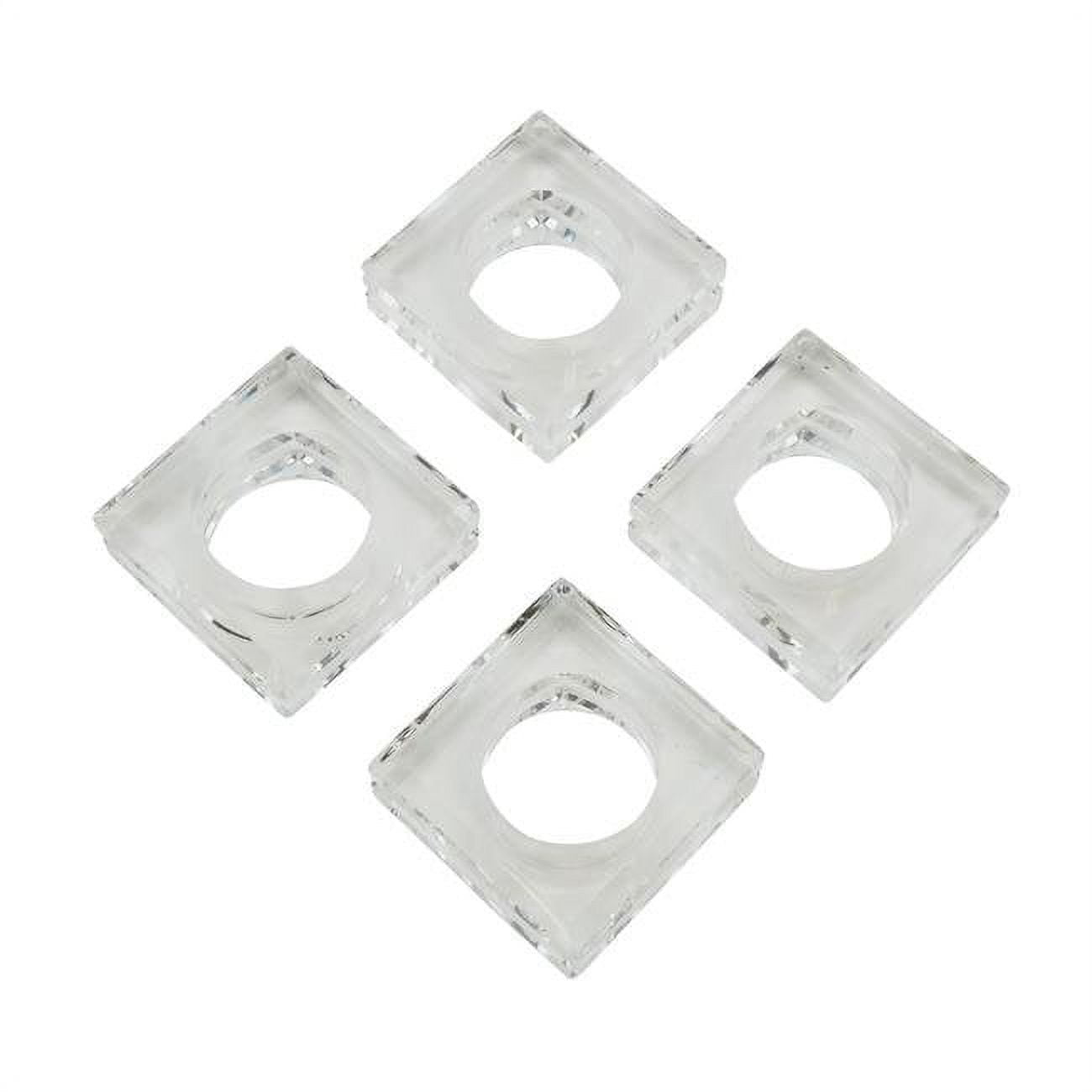 Clear Crystal Square Napkin Ring Set of Four