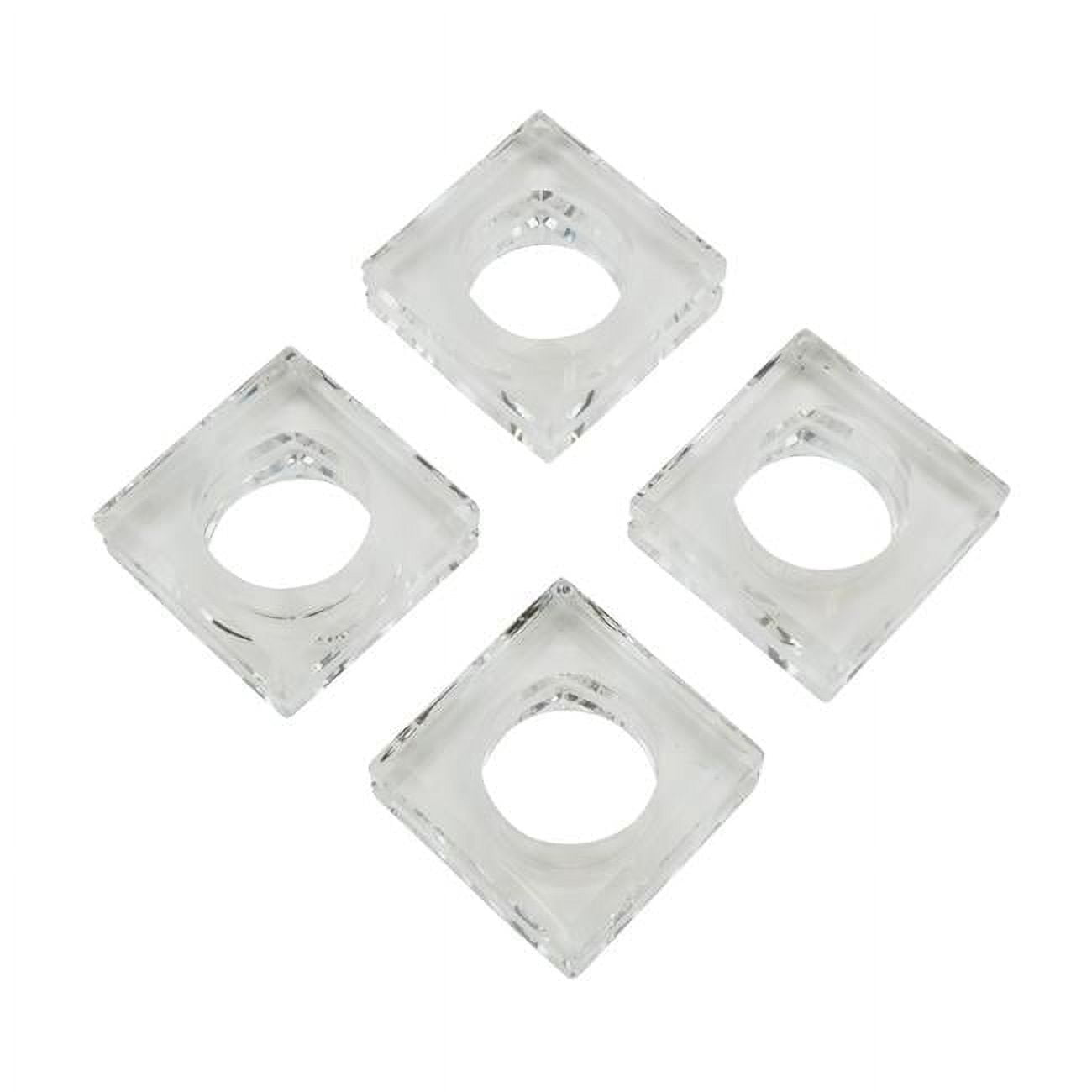 Clear Crystal Square Napkin Ring Set of Four