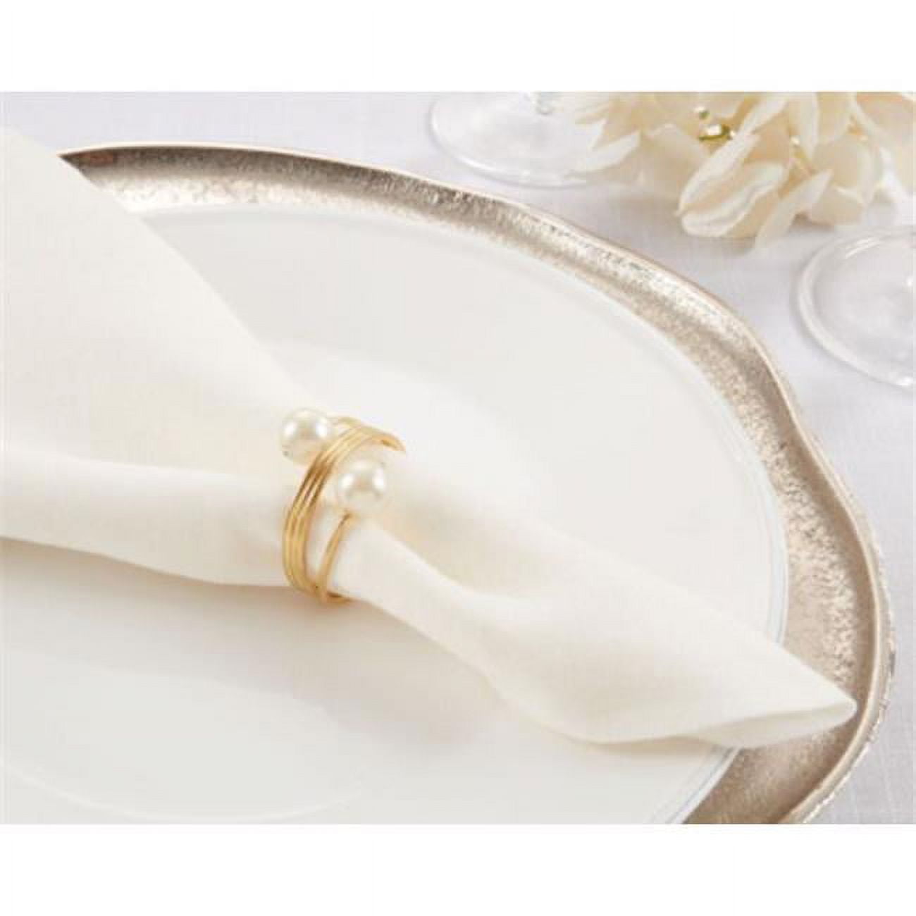 Gold Double Pearl Napkin Rings Set of 4