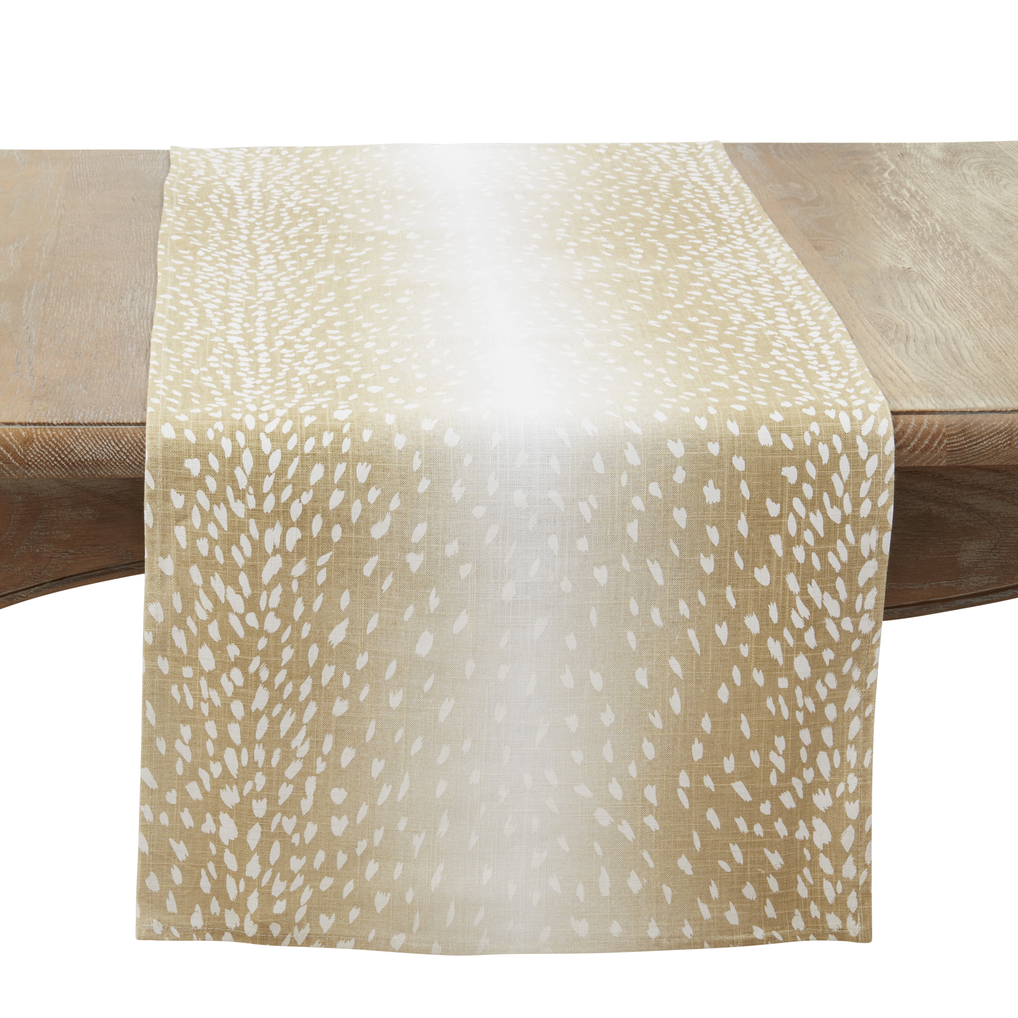 Beige Linen Antelope Print Table Runner, 18"x90"