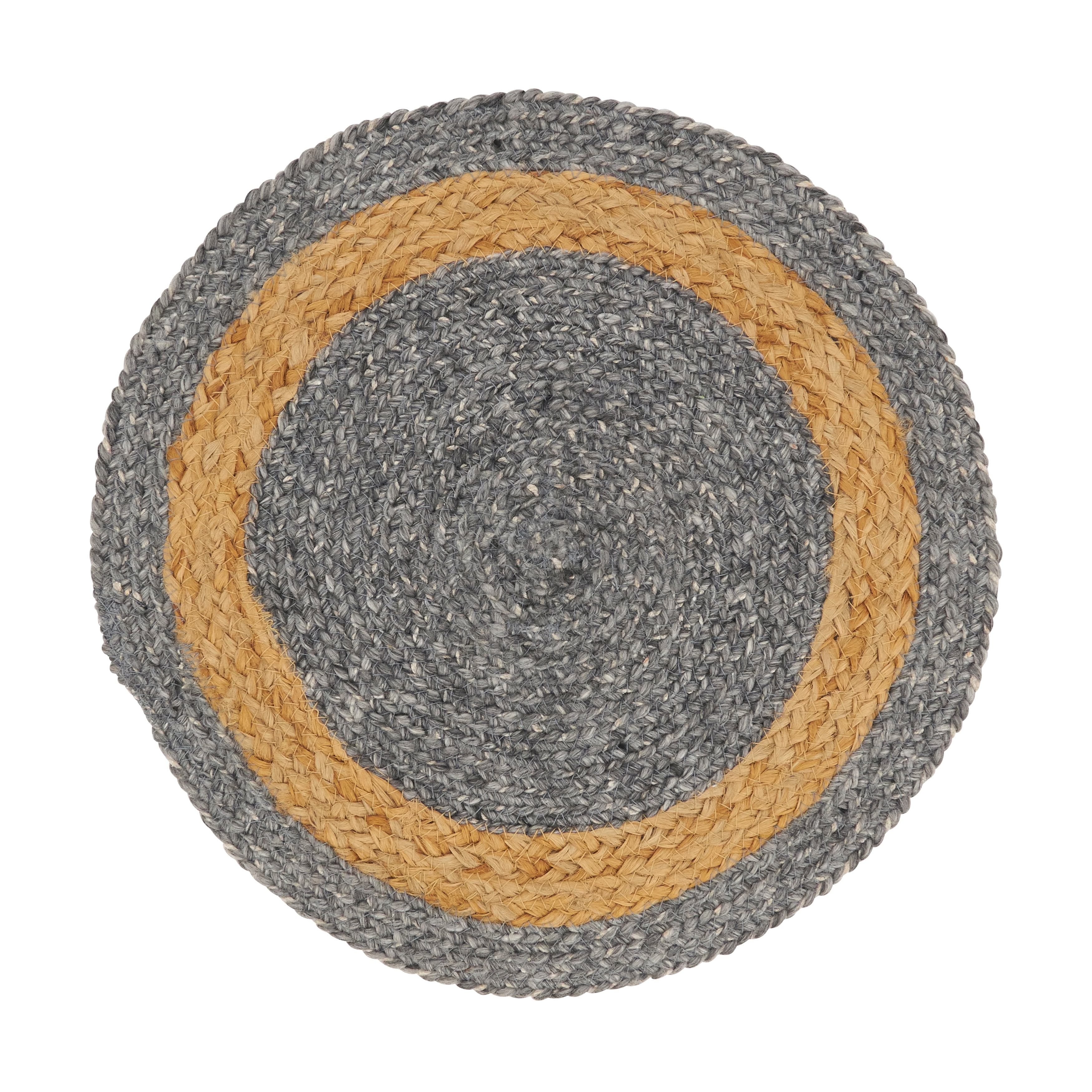 Gray and Natural Braided Jute Round Placemats (Set of 4)
