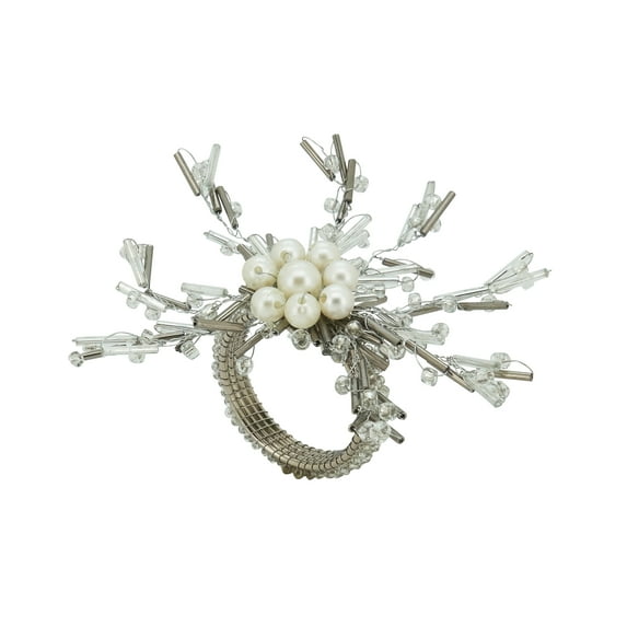 Saro Lifestyle Elegant Embellishment Beaded Napkin Ring (Set of 4)