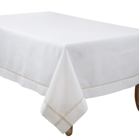 Saro Lifestyle Elegant Embroidered Border Tablecloth