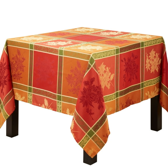 Saro Lifestyle Elegant Jacquard Fall Leaves Tablecloth