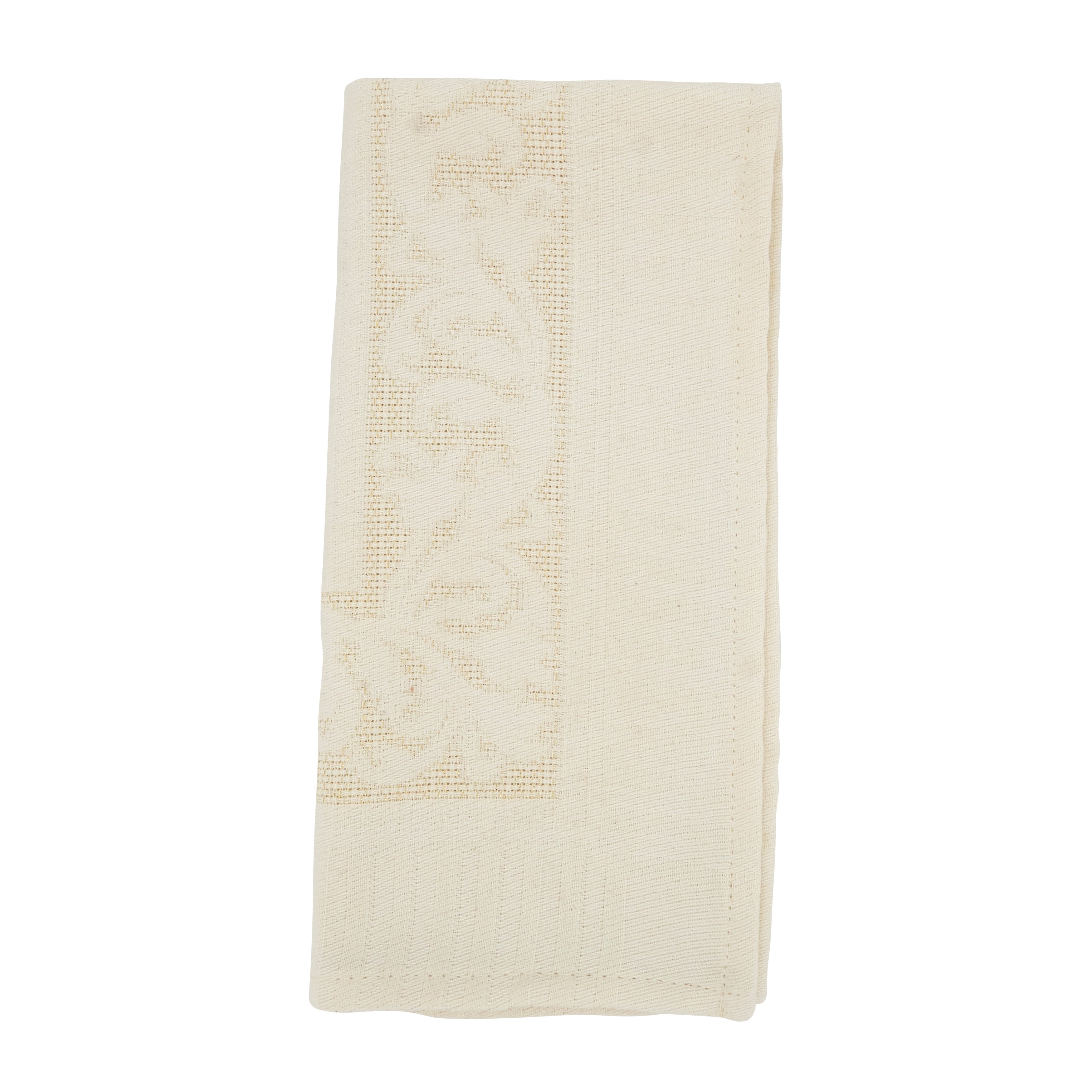 Elegant Off-White Jacquard Floral Table Napkin Set