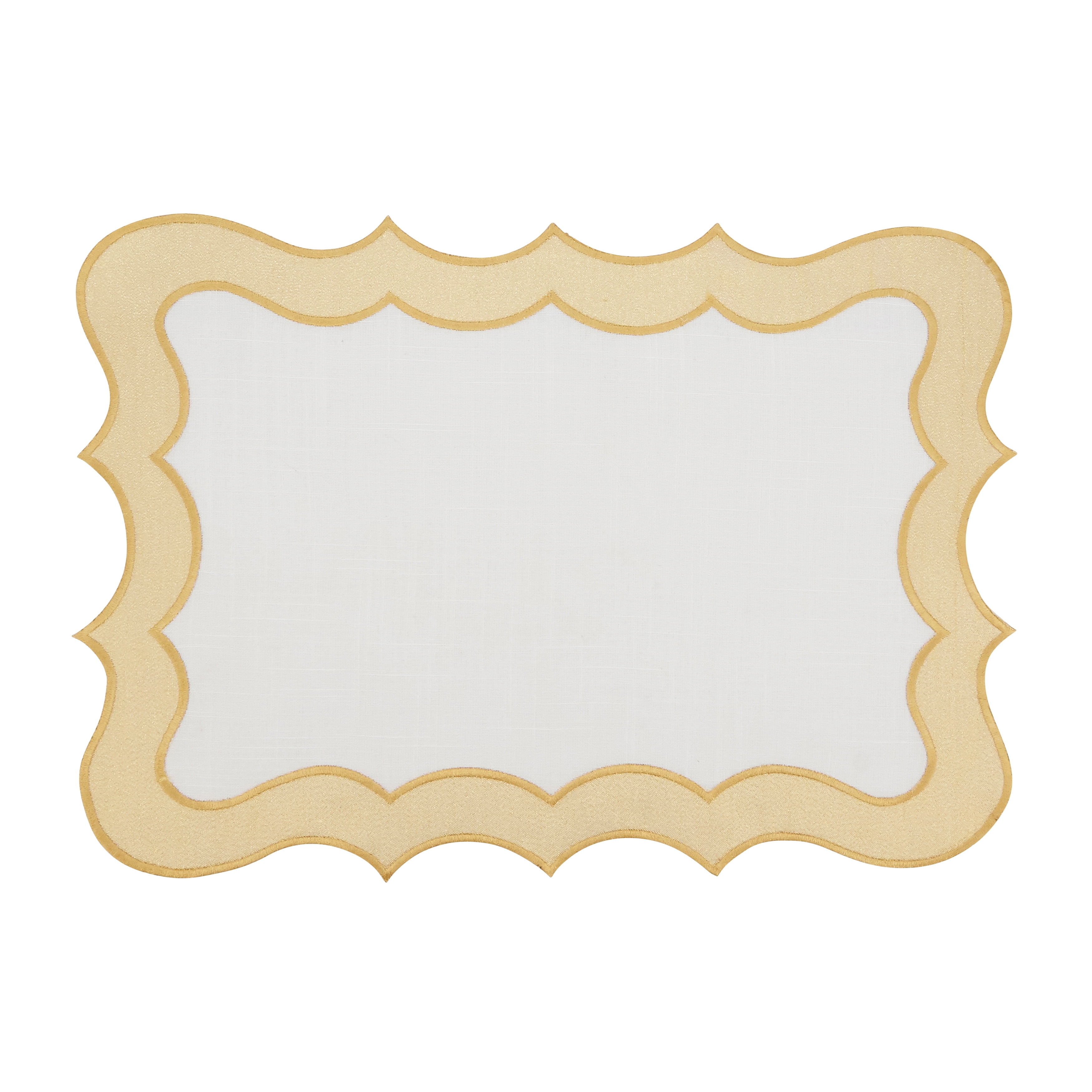 Gold Scallop Edge Fabric Placemats Set of 4