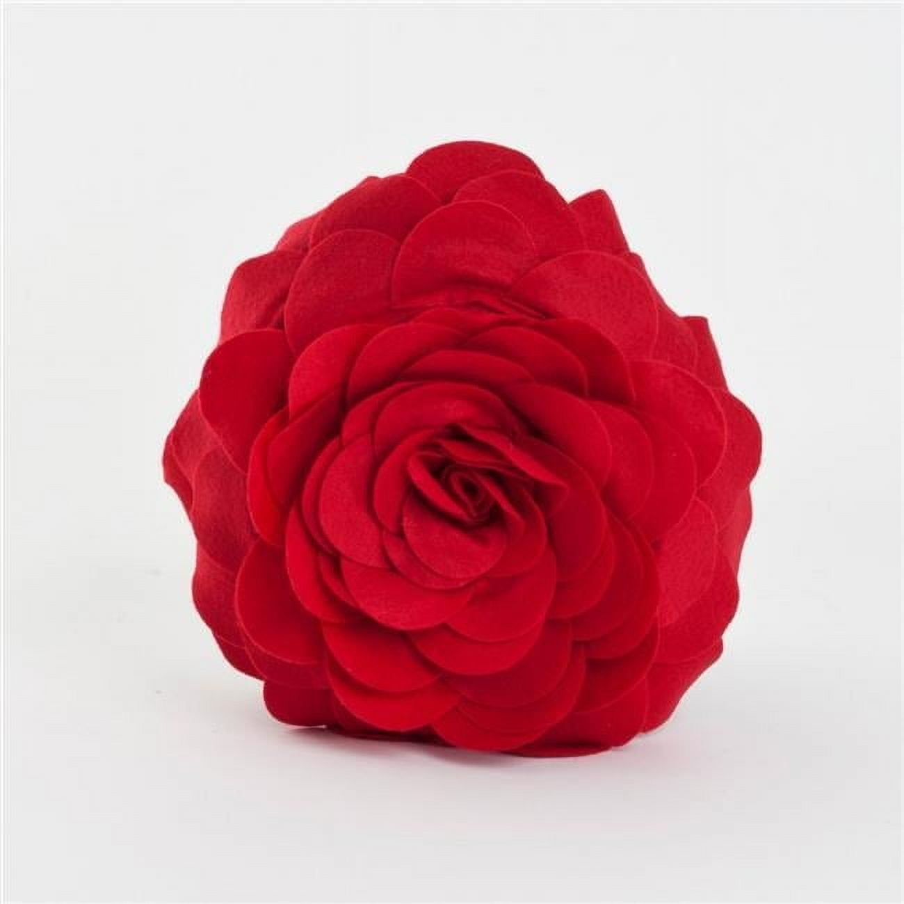 Red Felt Flower Design 13" Square Throw Pillow