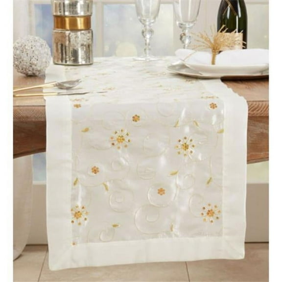 Saro Lifestyle Embroidered And Sequined Table Runner In Festive Tones