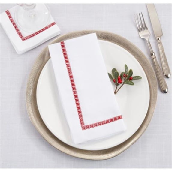 Saro Lifestyle Embroidered Border Cocktail Napkin (Set of 4)