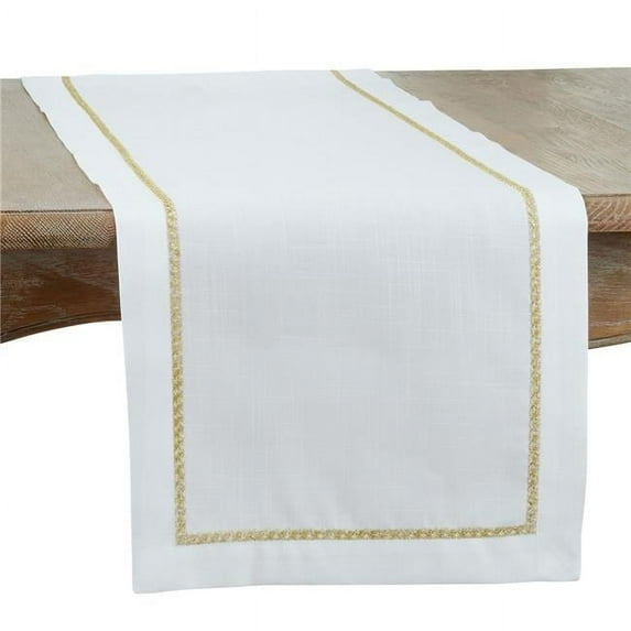 Saro Lifestyle Embroidered Border Design Table Runner