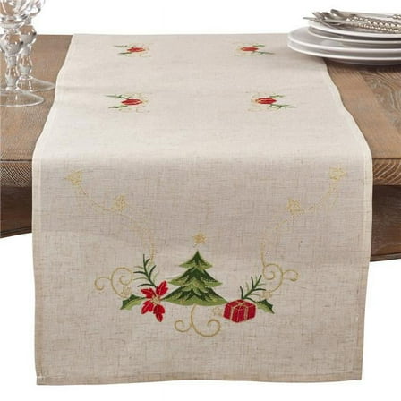 Saro Lifestyle Embroidered Christmas Table Runner