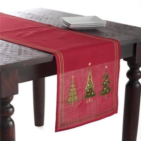 Saro Lifestyle Embroidered Christmas Tree Design Table Runner