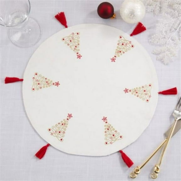 Saro Lifestyle Embroidered Christmas Trees Placemat (Set of 4)
