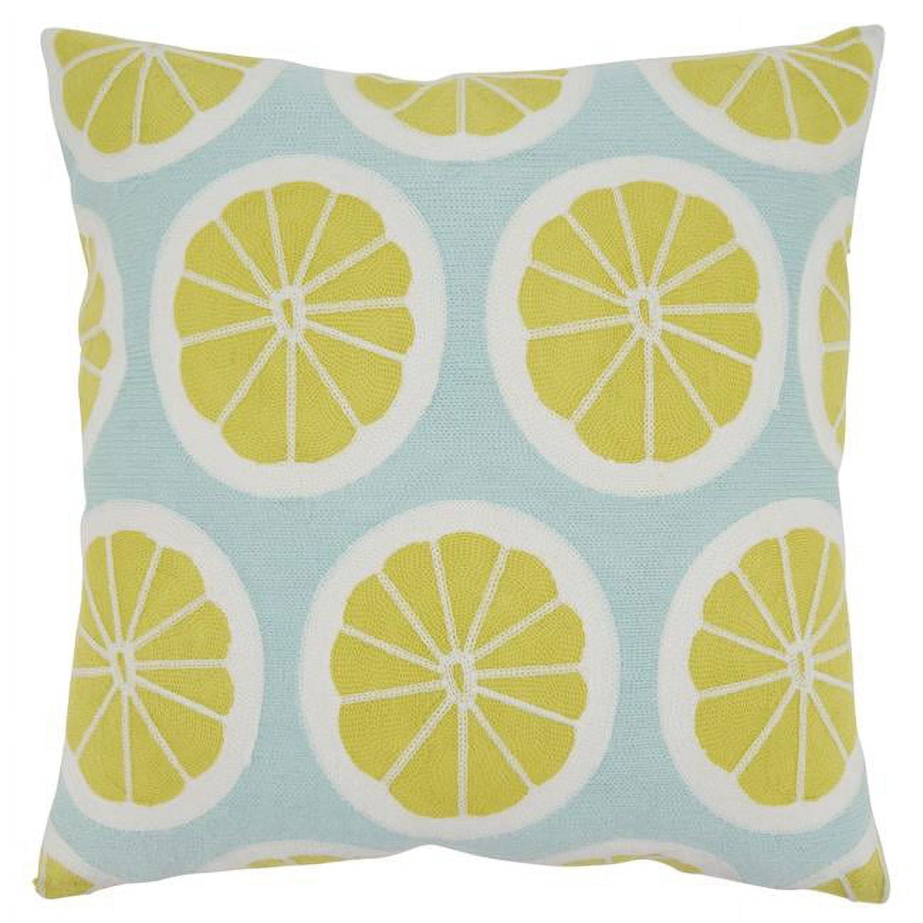 Lime and Blue Cotton Embroidered Euro Pillow Cover