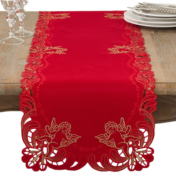 Saro Lifestyle Embroidered Cupid Design Table Runner