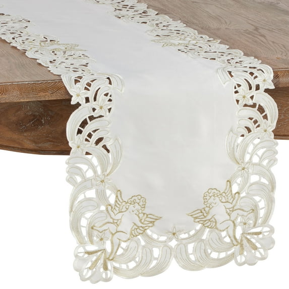 Saro Lifestyle Embroidered Cupid Design Table Runner