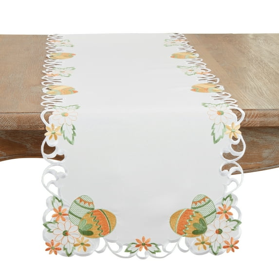 Saro Lifestyle Embroidered Easter Eggcellent Table Runner