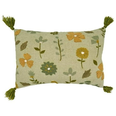 Saro Lifestyle Embroidered Floral Poly Filled Throw Pillow