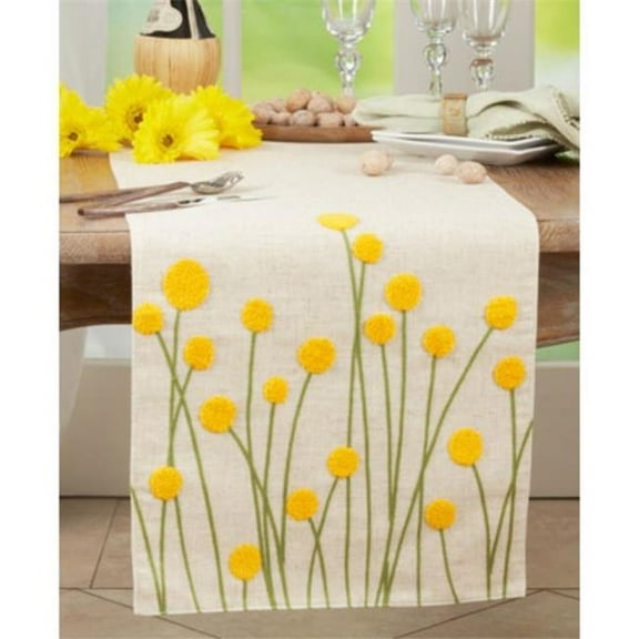 Saro Lifestyle Embroidered Flowers Table Runner