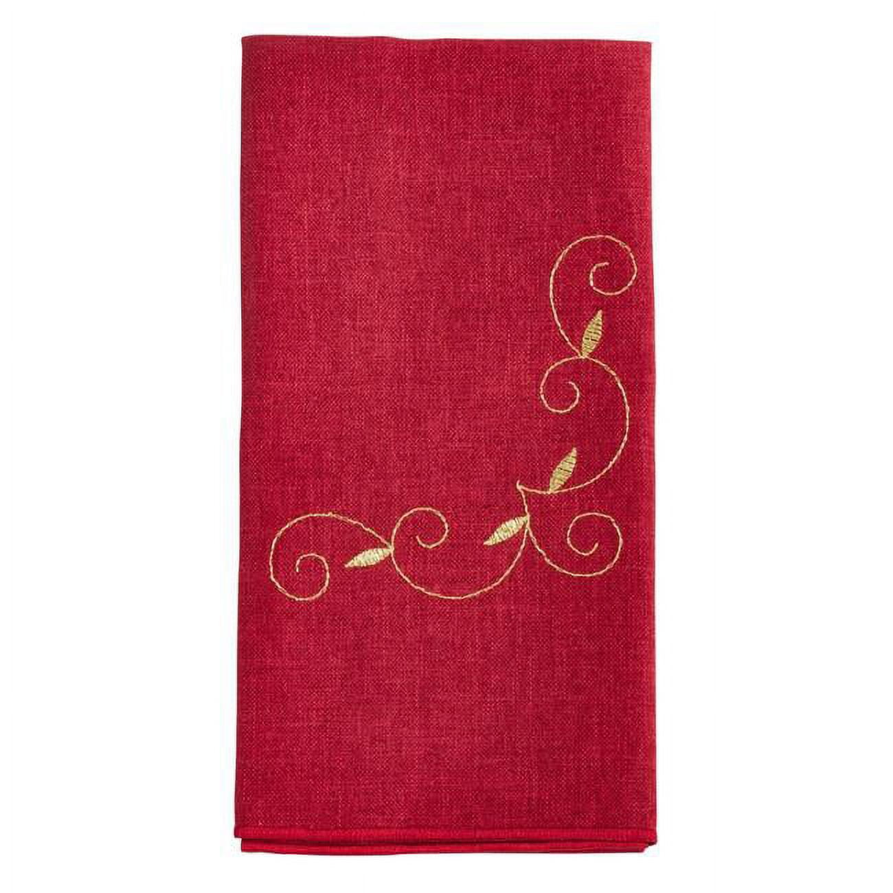 Burgundy Embroidered Holiday Napkins Set of 4