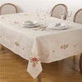 thumbnail image 1 of Saro Lifestyle Embroidered Ornament Design Christmas Linen Blend Tablecloth, 1 of 3