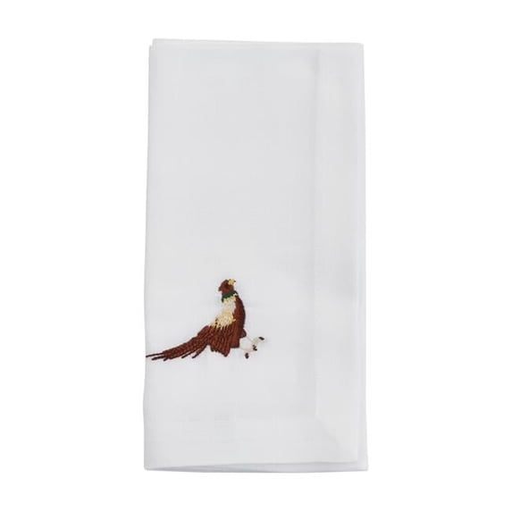 Saro Lifestyle Embroidered Pheasant Design Table Napkin (Set of 4)