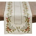 thumbnail image 1 of Saro Lifestyle Embroidered Pinecone And Holly Table Runner, 1 of 4