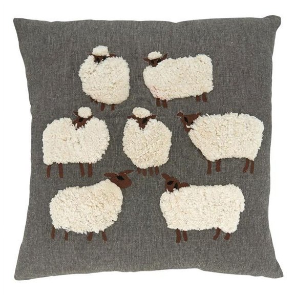 Saro Lifestyle Embroidered Sheep Down Filled Throw Pillow