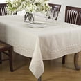 thumbnail image 1 of Saro Lifestyle Embroidered Swirl Design Linen Blend Tablecloth Brown, Beige 36" x 36" Square, 1 of 2