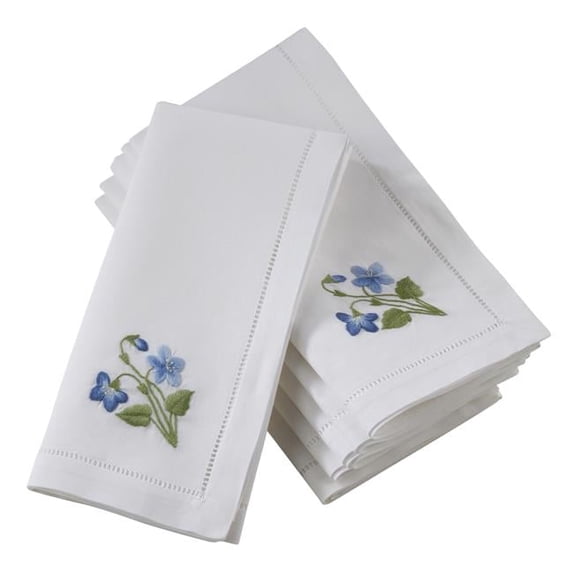 Saro Lifestyle Embroidered Violet Hemstitched Napkin (Set of 6)